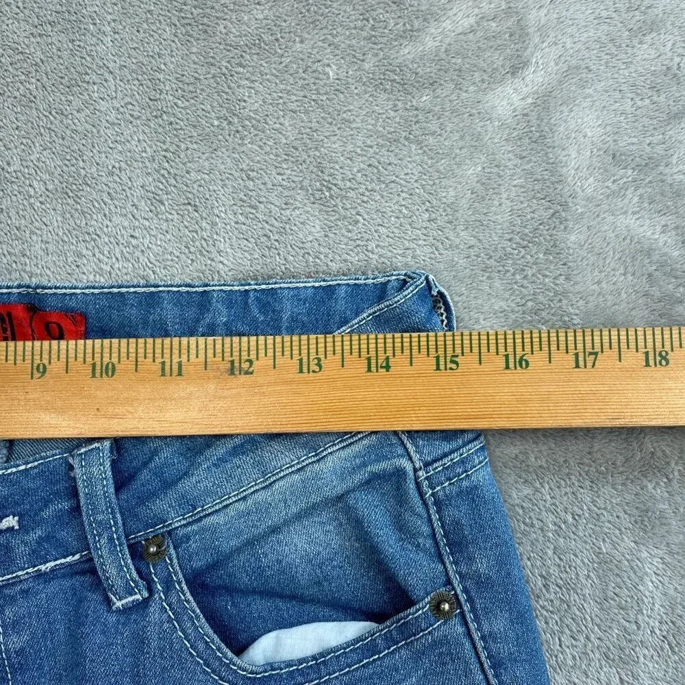 Zanadi Womens Bootcut Jeans Size 9 Blue Denim Cotton Blend Distressed Hem 2474